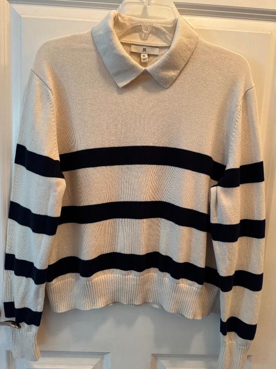 Banana Republic Sweaters - Banana Republic Cream and Navy Strip Sweater